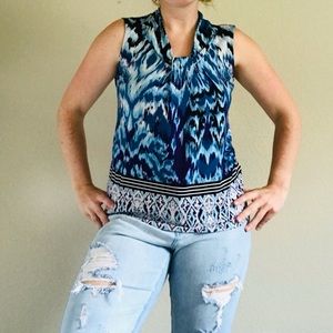 Dana Buchman Purple and Blue Patterned Thick Tank